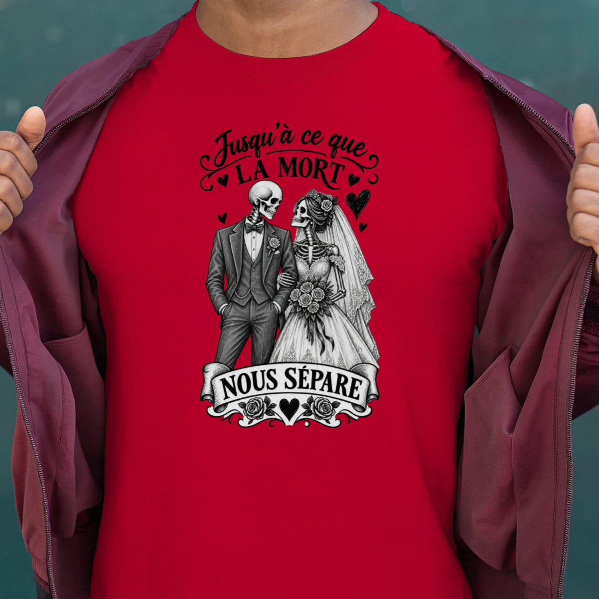 T-shirt Couple « Jusqu’à ce que la mort nous sépare » – Amour Éternel - Femorian