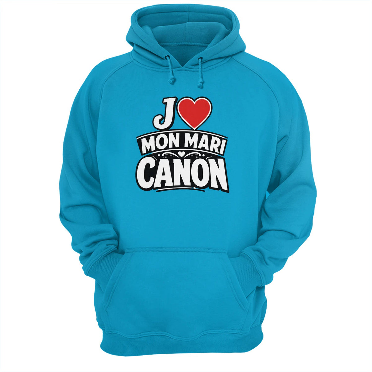 Sweat à capuche noir « J’aime mon mari canon »Homme & Femme - Femorian