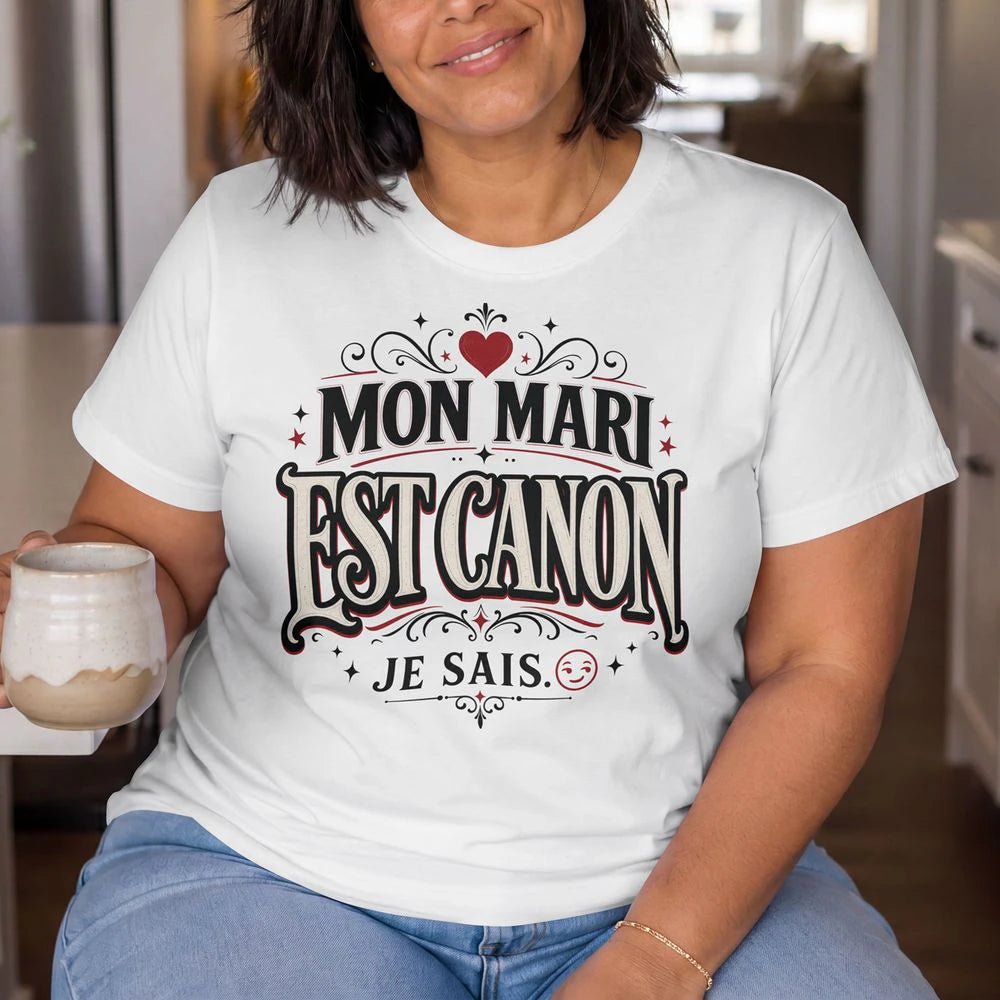 T-shirt « Mon Mari Est Canon » – Cadeau Humour & Amour»Homme & Femme - Femorian