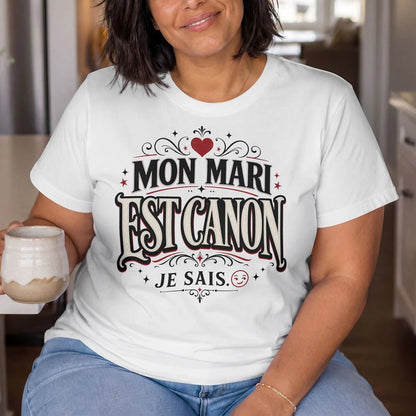 T-shirt « Mon Mari Est Canon » – Cadeau Humour & Amour»Homme & Femme - Femorian