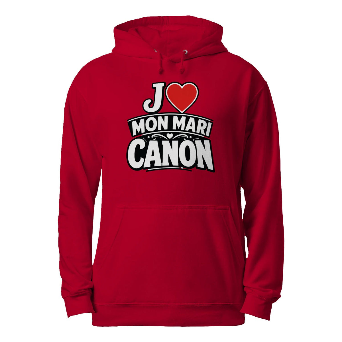 Sweat à capuche noir « J’aime mon mari canon »Homme & Femme - Femorian