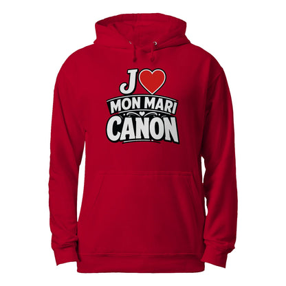Sweat à capuche noir « J’aime mon mari canon »Homme & Femme - Femorian