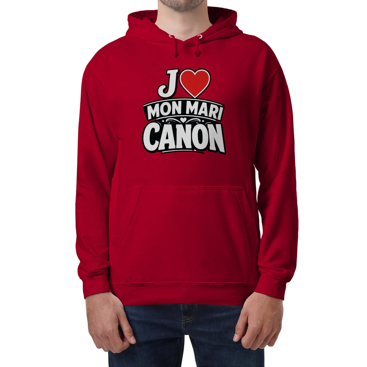 Sweat à capuche noir « J’aime mon mari canon »Homme & Femme - Femorian