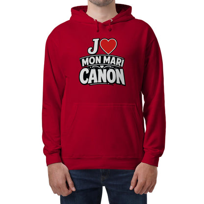 Sweat à capuche noir « J’aime mon mari canon »Homme & Femme - Femorian