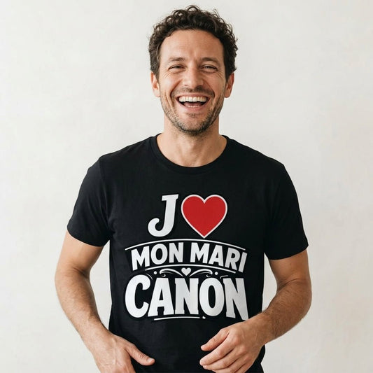 T-shirt « J ❤️ Mon Mari Canon » – Homme & Femme - Femorian