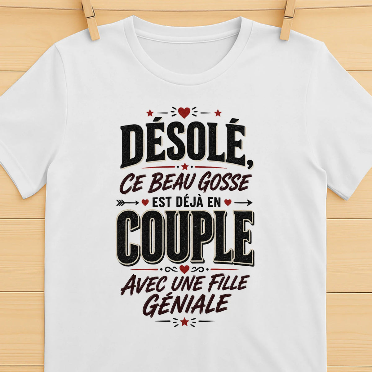 T-shirt « Désolé, Ce Beau Gosse Est Déjà en Couple »»Homme & Femme - Femorian