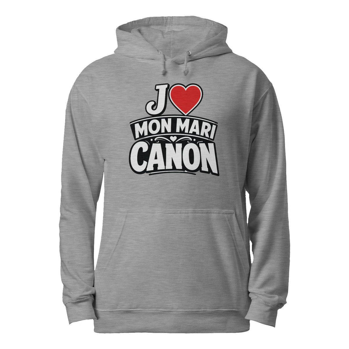 Sweat à capuche noir « J’aime mon mari canon »Homme & Femme - Femorian
