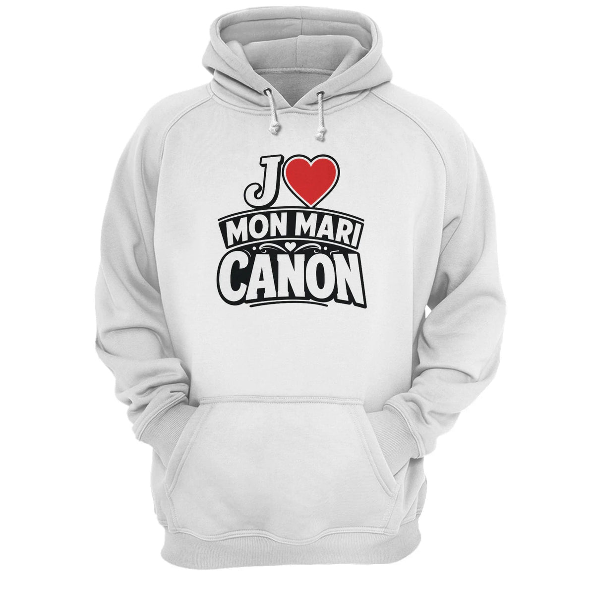 Sweat à capuche noir « J’aime mon mari canon »Homme & Femme - Femorian